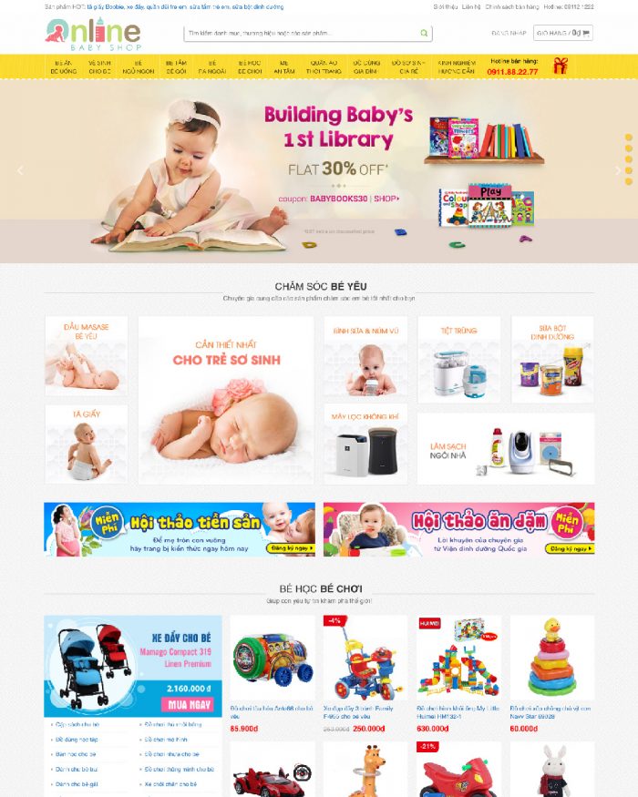 Giao diện website WordPress bán sản phẩm mẹ và bé