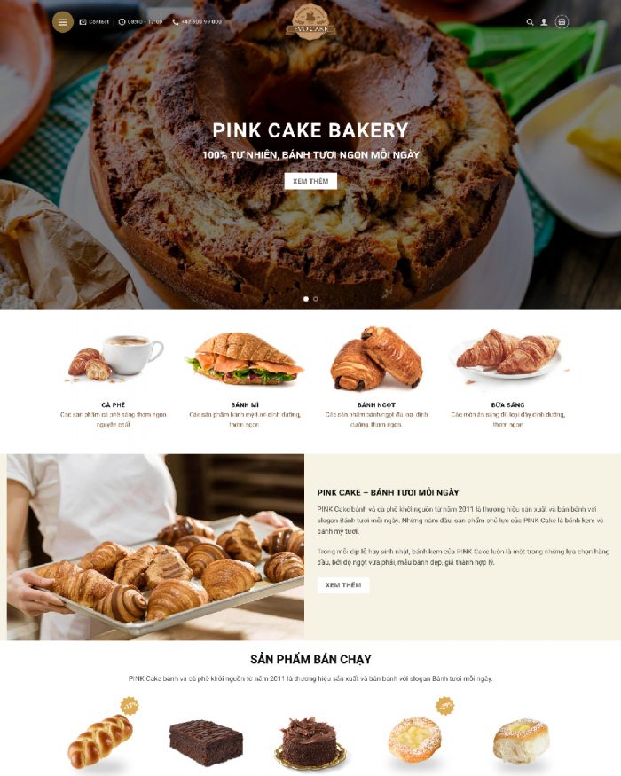 Giao diện website WordPress bán bánh ngọt