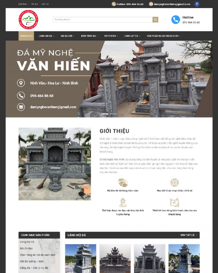 Giao diện website WordPress bán bia mộ đá