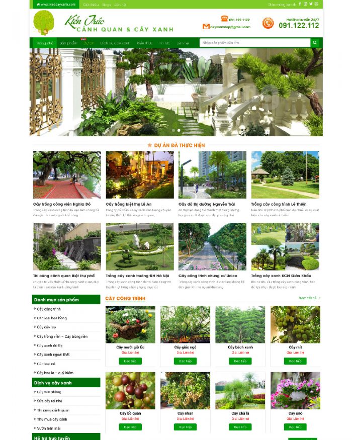 Giao diện webiste WordPress bán cây xanh