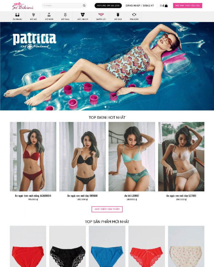 Giao diện website WordPress bán đồ lót bikini mẫu 2