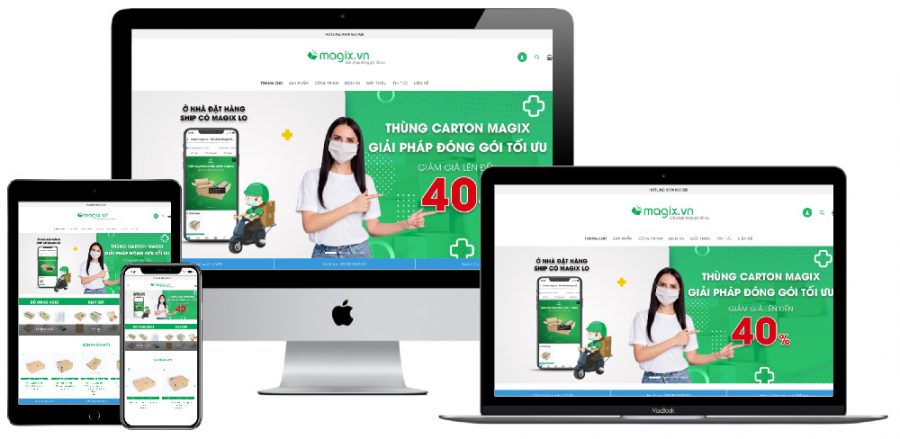 Giao diện webiste WordPress bán hộp carton, thùng carton