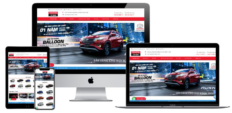 Giao diện webiste WordPress bán ô tô Toyota mẫu 2