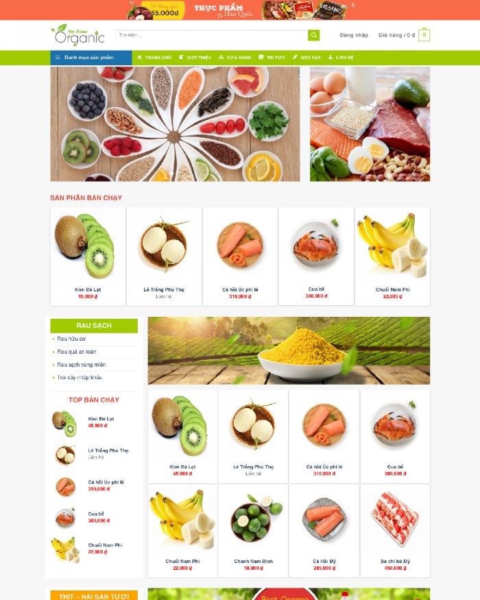 Giao diện website Wordpress bán thực phẩm tươi