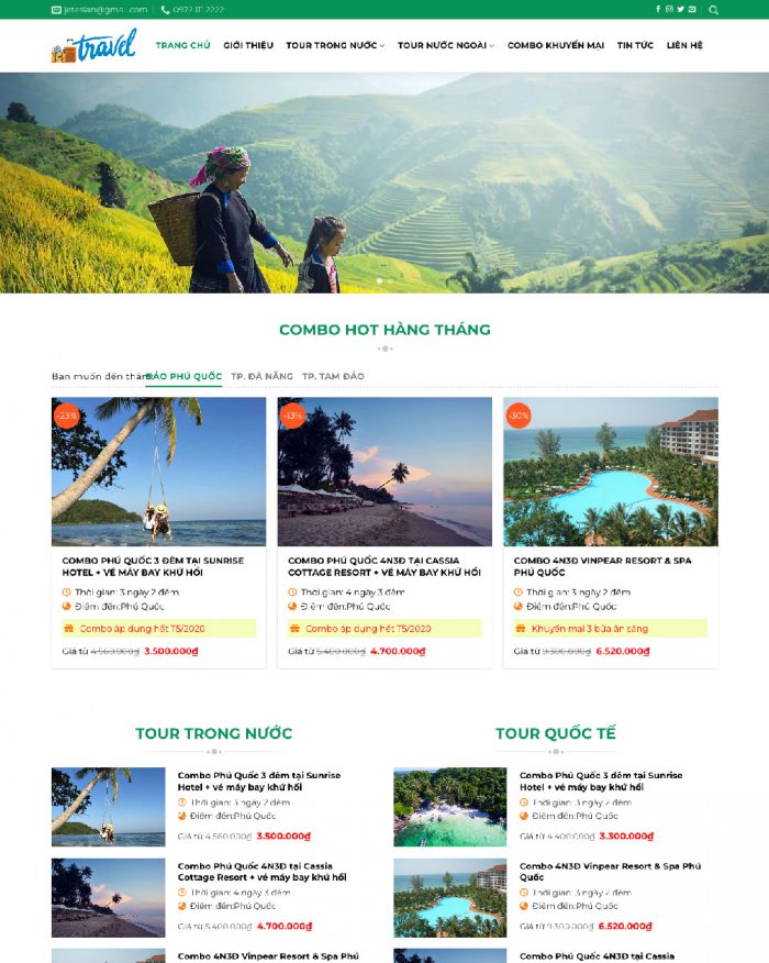 Giao diện website WordPress du lịch đặt tour mẫu 8