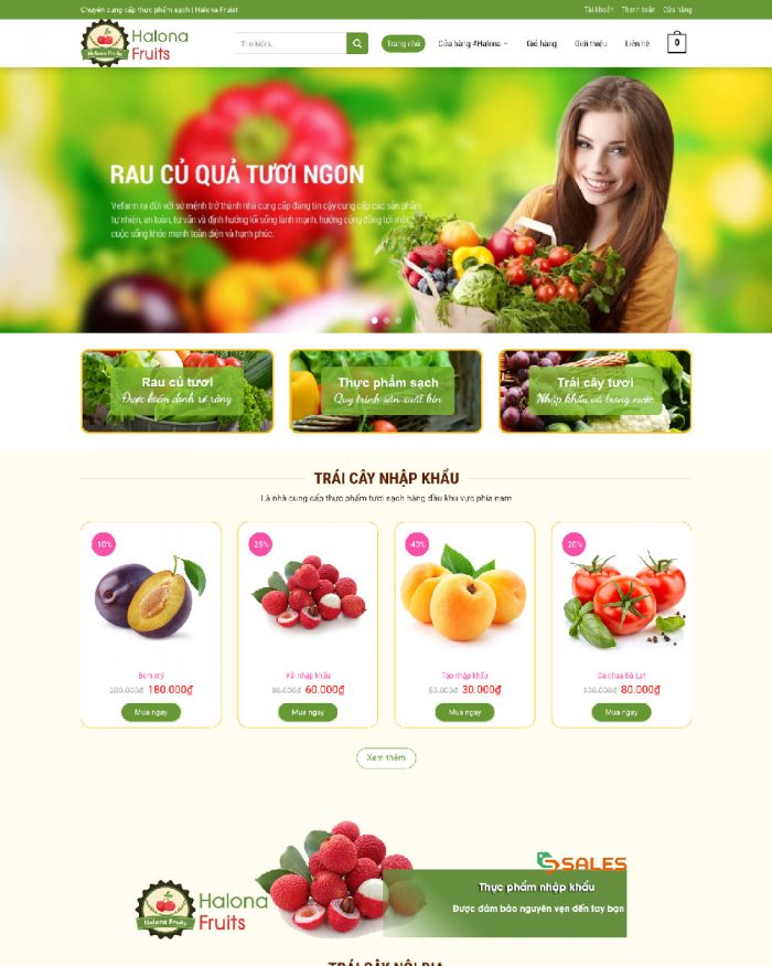 Giao diện website WordPress bán trái cây