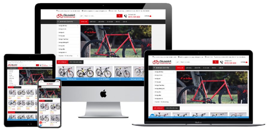 Giao diện website WordPress bán xe đạp