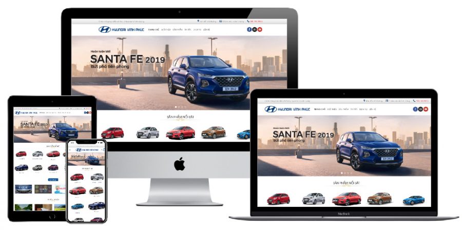 Giao diện webiste WordPress bán ô tô Hyundai