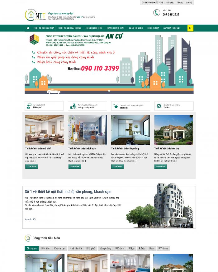 Giao diện website Wordpress công ty thiết kế nội thất