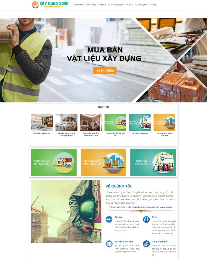 Giao diện website Wordpress công ty xây dựng