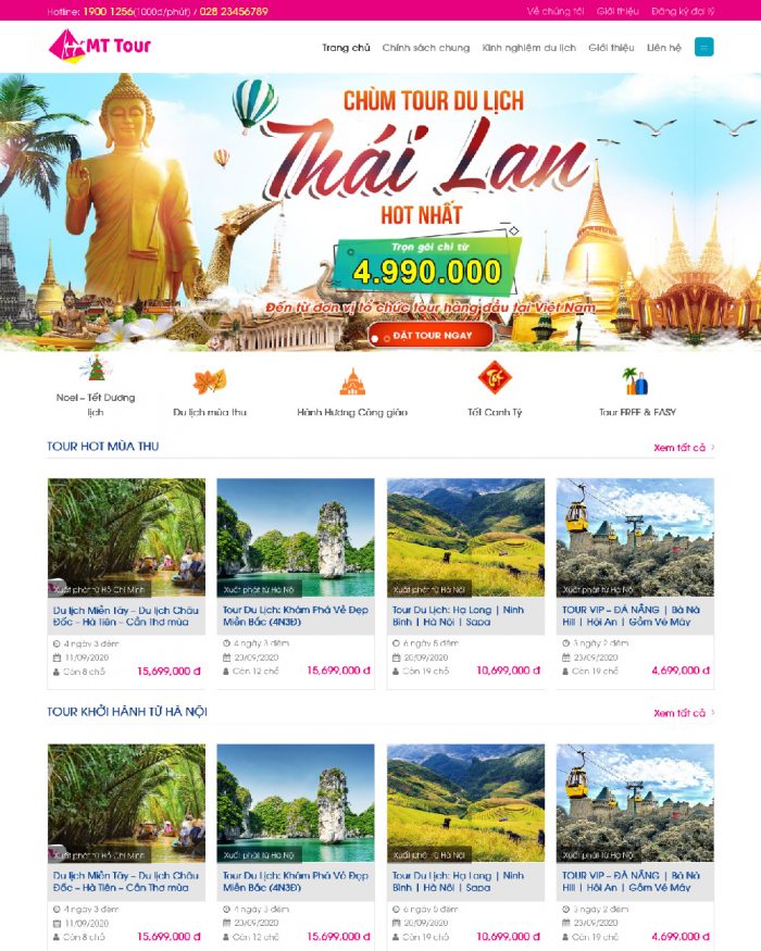 Giao diện website WordPress du lịch đặt tour mẫu 10