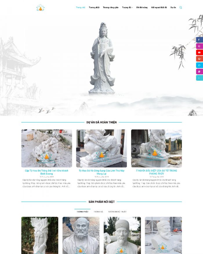 Giao diện webiste WordPress dịch vụ làm tượng phật
