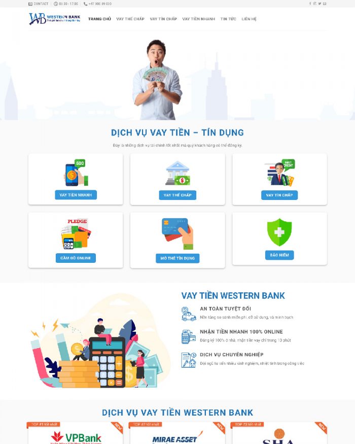 Giao diện webiste WordPress dịch vụ tài chính