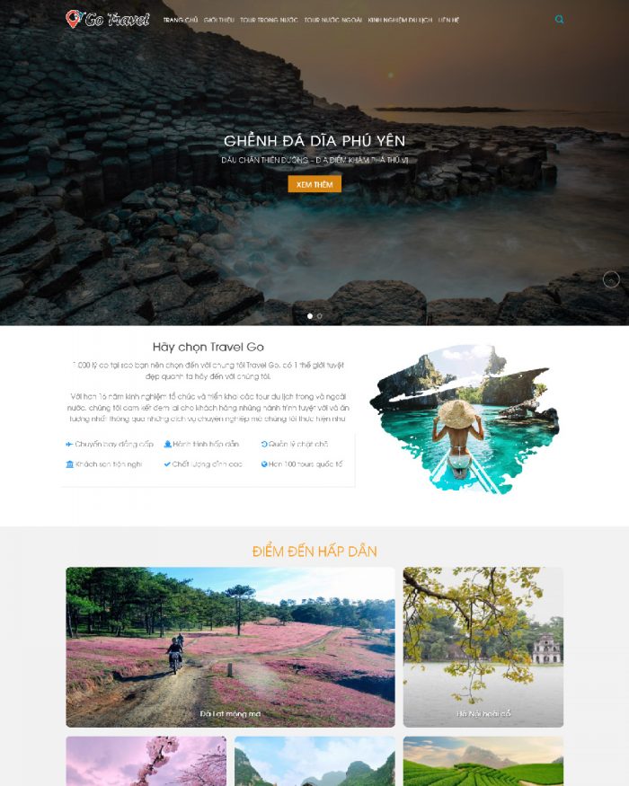 Giao diện website WordPress du lịch đặt tour mẫu 6