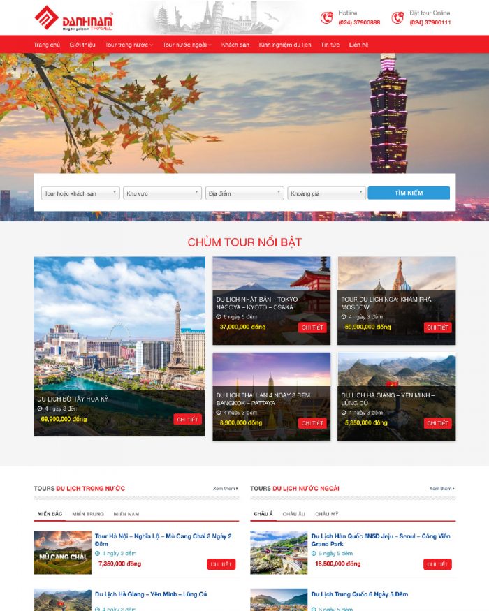 Giao diện website WordPress du lịch đặt tour mẫu 11