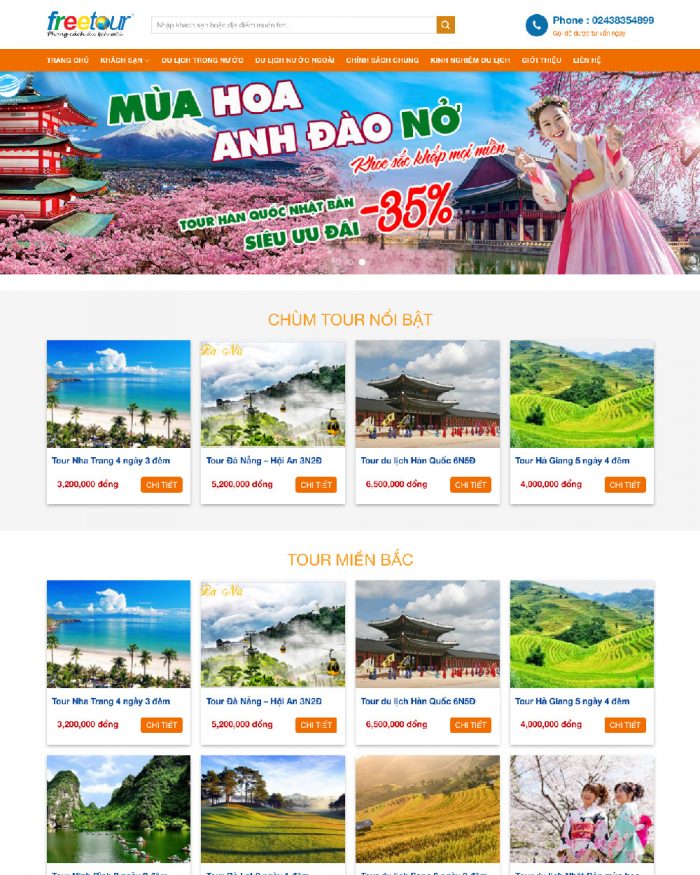 Giao diện website WordPress du lịch đặt tour mẫu 12