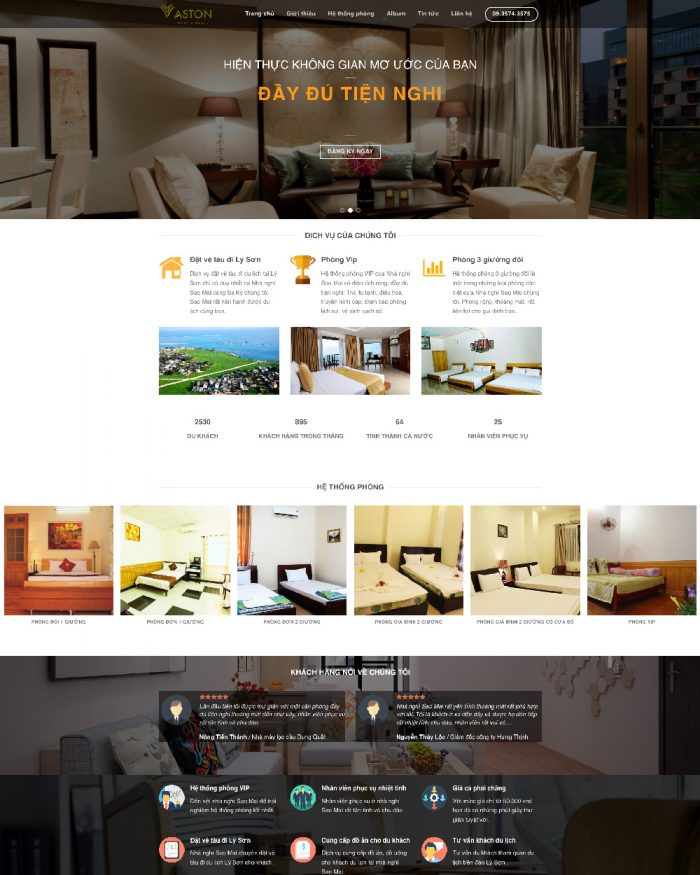 Giao diện website Wordpress khách sạn mẫu 1