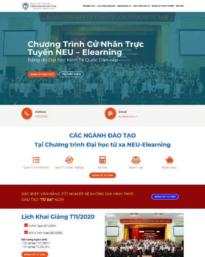 Giao diện WordPress Landing Page trung tâm đào tạo