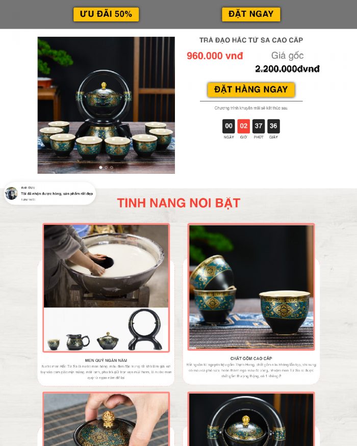 Giao diện WordPress Landing Page trà đạo