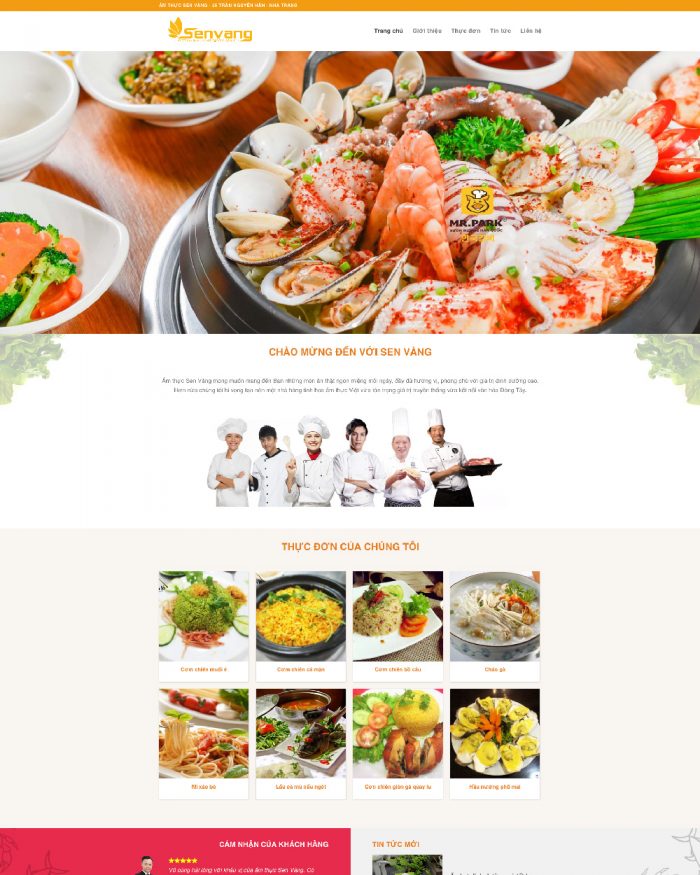 Giao diện website Wordpress nhà hàng ẩm thực