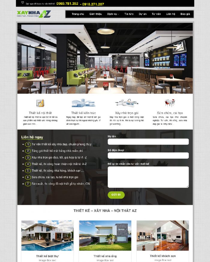 Giao diện website Wordpress công ty xây dựng nhà trọn gói