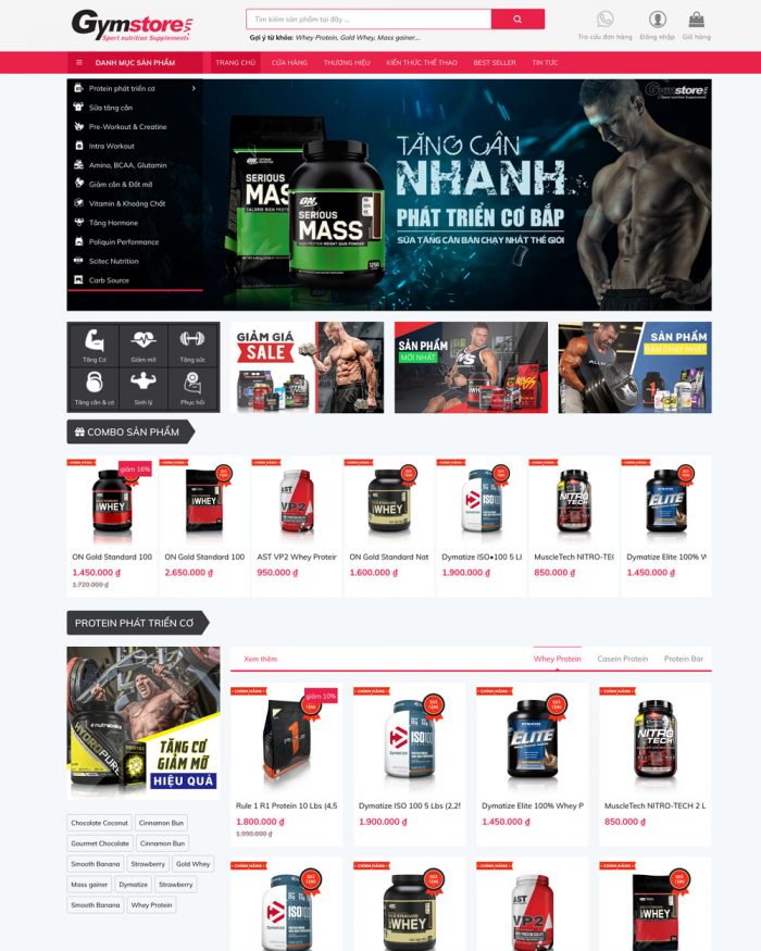 Giao diện website Wordpress bán dinh dưỡng gym H1230