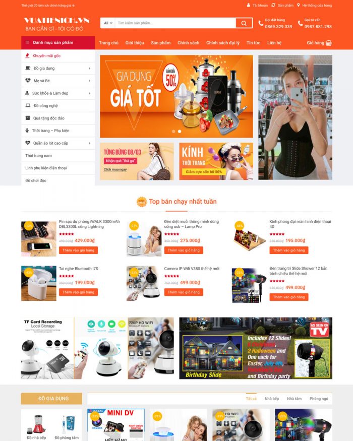 Giao diện website Wordpress bán nhiều sản phẩm H1252