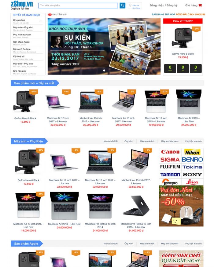 Giao diện website Wordpress bán máy tính H1264