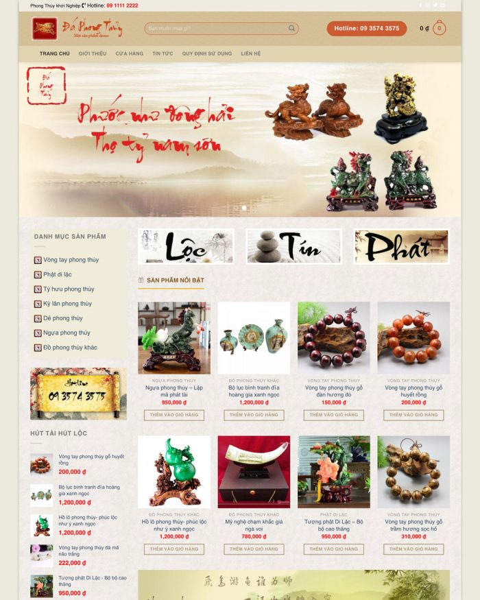 Giao diện website Wordpress bán vòng tay phong thuỷ H1276